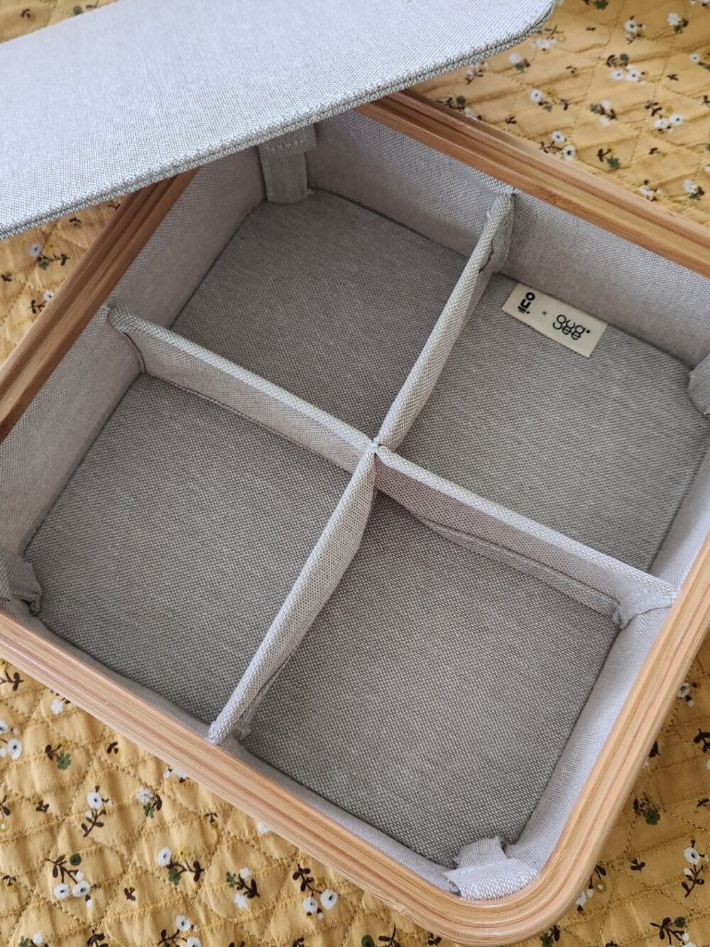 NWT Oui Fabric and Wood Storage Box